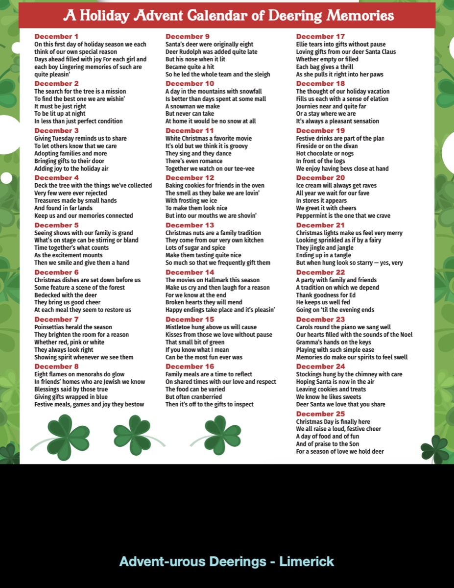 Advent-urous Deerings — Limerick