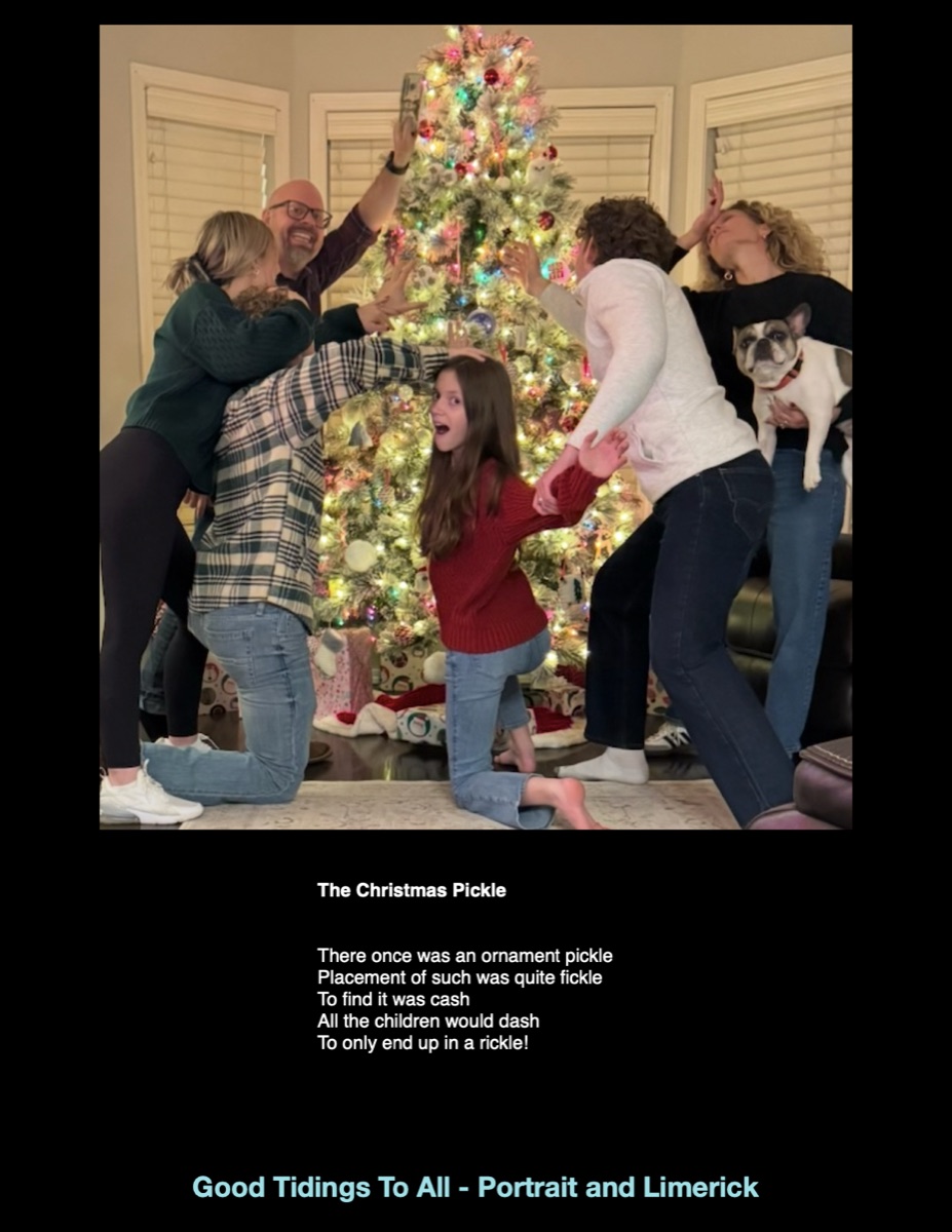 Good Tidings To All — Portrait & Limerick