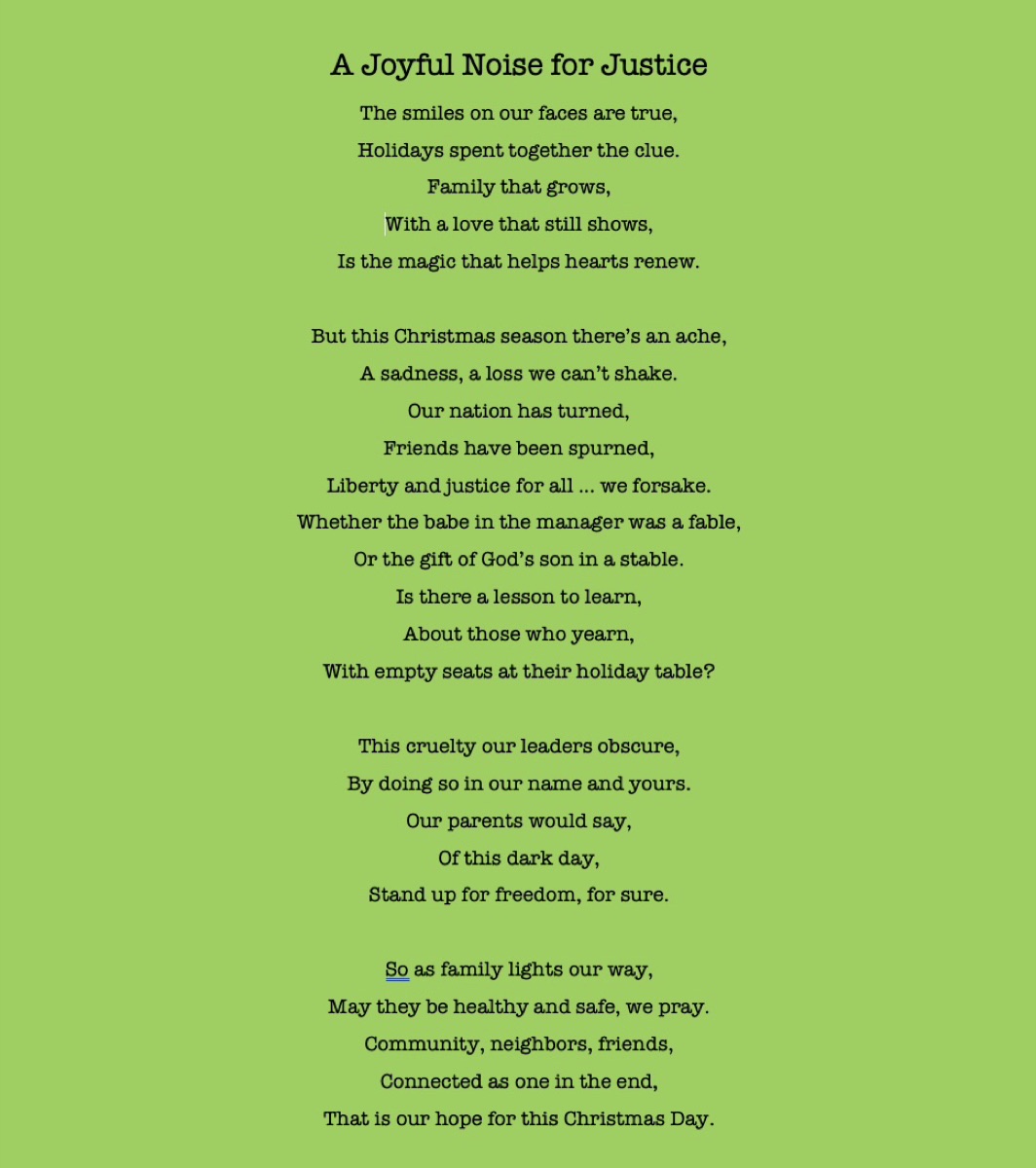 A Joyful Noise for Justice — Writing