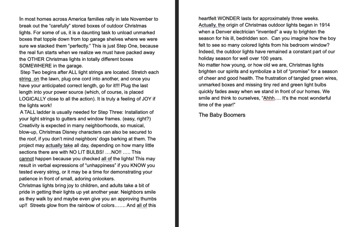 The Baby Boomers — Writing